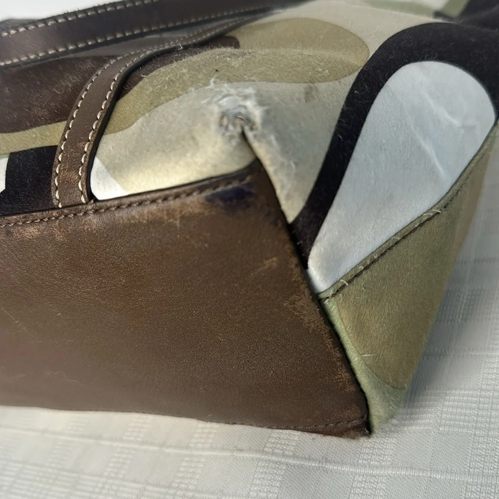 COACH CO768-11116 Green Scarf Print Purse